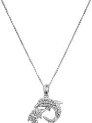 1/6 Cttw Diamond Dolphin Pendant Necklace 14K White Gold With 18" Chain - 14k White Gold
