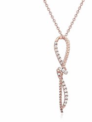 1/6 Cttw Diamond Knot Pendant in 14K White And Rose Gold With Chain