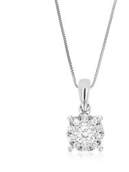 1/6 Cttw Diamond Pendant Necklace For Women, Lab Grown Diamond Round Pendant Necklace In .925 Sterling Silver With Chain, Size 1/2" - Silver