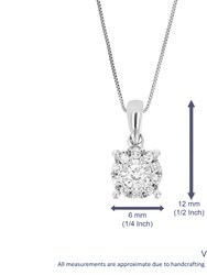 1/6 Cttw Diamond Pendant Necklace For Women, Lab Grown Diamond Round Pendant Necklace In .925 Sterling Silver With Chain, Size 1/2"