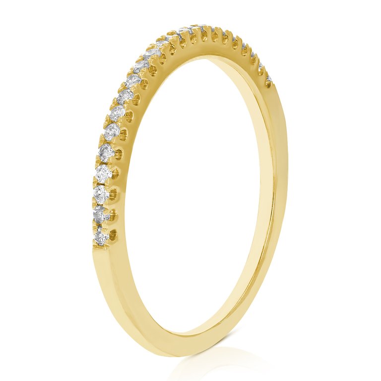 1/6 Cttw Pave Round Diamond Wedding Band For Women In 10K Yellow Gold Prong Set