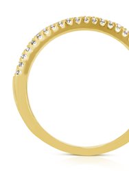 1/6 Cttw Pave Round Diamond Wedding Band For Women In 10K Yellow Gold Prong Set