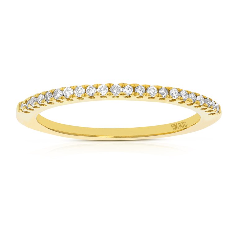 1/6 Cttw Pave Round Diamond Wedding Band For Women In 10K Yellow Gold Prong Set - Yellow Gold
