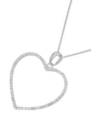 1/8 cttw Diamond Pendant, Diamond Heart Pendant Necklace For Women In .925 Sterling Silver With Rhodium, 18" Chain, Prong Setting