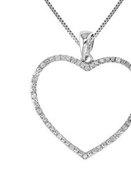 1/8 cttw Diamond Pendant, Diamond Heart Pendant Necklace For Women In .925 Sterling Silver With Rhodium, 18" Chain, Prong Setting - Silver