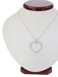 1/8 cttw Diamond Pendant, Diamond Heart Pendant Necklace For Women In .925 Sterling Silver With Rhodium, 18" Chain, Prong Setting