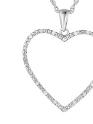 1/8 cttw Diamond Pendant, Diamond Heart Pendant Necklace For Women In .925 Sterling Silver With Rhodium, 18" Chain, Prong Setting