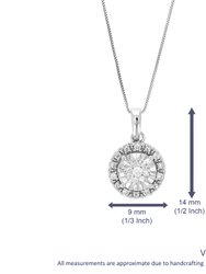 1/8 cttw Diamond Pendant Necklace For Women, Lab Grown Diamond Round Pendant Necklace In .925 Sterling Silver With Chain - 14 mm x 9 mm