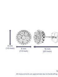 1/8 cttw Stud Earrings For Women, Round Lab Grown Diamond Stud Earrings In .925 Sterling Silver, Prong Setting - Diamonds: 14