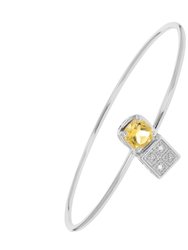 1 Cttw Citrine And Diamond Bangle Bracelet Brass Plating 7 mm Cushion Cut - Silver