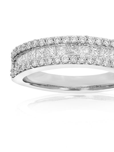 Vir Jewels 1 Cttw Princess And Round Diamond Wedding Band 14K White Gold Multi Row Bridal product