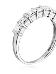 1 Cttw Princess Cut Diamond Wedding Band For Women In 14K White Gold Channel Set Ring, Size 5-9