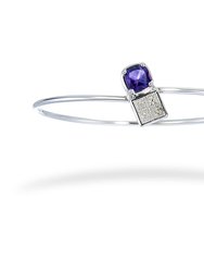 1 Cttw Purple Amethyst And Diamond Bangle Bracelet Brass Plating 7 mm Cushion