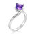 1 Cttw Purple Amethyst Ring .925 Sterling Silver With Rhodium Princess 6 mm - Silver