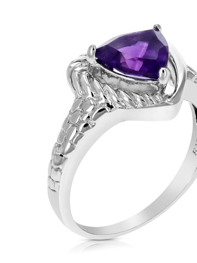 Vir Jewels 1 Cttw Purple Amethyst Ring .925 Sterling Silver With Rhodium Triangle 7 mm - Width: 11 mm product