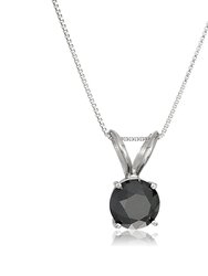 1 cttw Round Shape Black Diamond Pendants Sterling Silver With 18" Chain