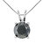 1 cttw Round Shape Black Diamond Pendants Sterling Silver With 18" Chain - Silver