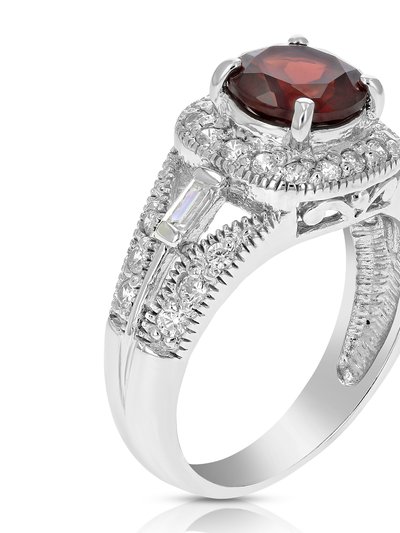 Vir Jewels 1.05 Cttw Garnet Ring .925 Sterling Silver With Rhodium Plating Round Shape 7 MM product