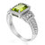 1.10 Cttw Emerald Peridot Ring .925 Sterling Silver With Rhodium Plating 8x6 MM