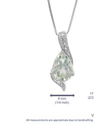 1.10 Cttw Pendant Necklace, Green Amethyst Pear Shape Pendant Necklace For Women In 18" Chain, Prong Setting, 1 Gemstones