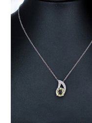 1.20 cttw Pendant Necklace, Lemon Quartz Pendant Necklace For Women In .925 Sterling Silver With Rhodium, 18" Chain, Prong Setting - 0.50" L x 0.30" W
