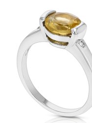 1.30 Cttw Citrine Ring In .925 Sterling Silver With Rhodium Plating Round Shape