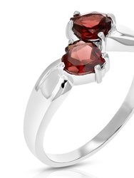 1.40 Cttw Garnet Ring In .925 Sterling Silver With Rhodium Plating Heart Shape - Silver