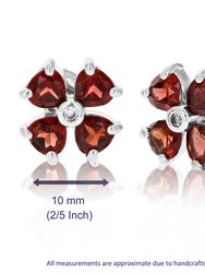 1.40 Cttw Garnet Stud Earrings .925 Sterling Silver With Rhodium 4 MM Heart