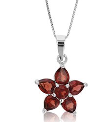 1.60 Cttw Pendant Necklace, Garnet Pear Shape Pendant Necklace For Women In .925 Sterling Silver With Rhodium, 18" Chain, Prong Setting - Silver