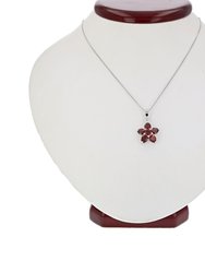 1.60 Cttw Pendant Necklace, Garnet Pear Shape Pendant Necklace For Women In .925 Sterling Silver With Rhodium, 18" Chain, Prong Setting