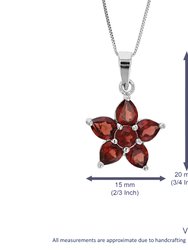 1.60 Cttw Pendant Necklace, Garnet Pear Shape Pendant Necklace For Women In .925 Sterling Silver With Rhodium, 18" Chain, Prong Setting