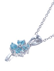 2/5 Cttw Pendant Necklace, Swiss Blue Topaz Heart Pendant Necklace For Women In .925 Sterling Silver With Rhodium, 18" Chain, Prong Setting