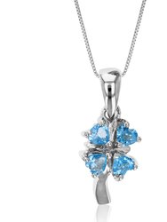 2/5 Cttw Pendant Necklace, Swiss Blue Topaz Heart Pendant Necklace For Women In .925 Sterling Silver With Rhodium, 18" Chain, Prong Setting - Silver