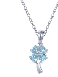 2/5 Cttw Pendant Necklace, Swiss Blue Topaz Heart Pendant Necklace For Women In .925 Sterling Silver With Rhodium, 18" Chain, Prong Setting