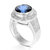 2 cttw Created Blue Sapphire Ring In Brass With Rhodium Plating Round 10 MM
