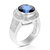 2 cttw Created Blue Sapphire Ring In Brass With Rhodium Plating Round 10 MM - Rhodium