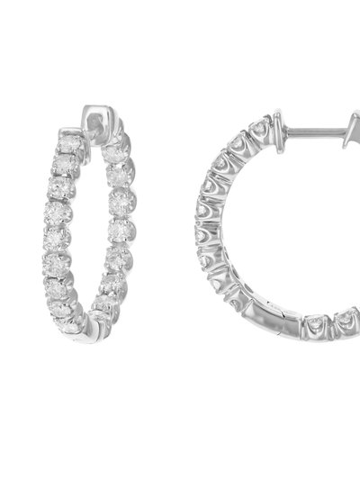 Vir Jewels 2 Cttw Diamond Inside Out Hoop Earrings 14K White Gold Round Prong Set With Height 1" product
