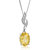 2.10 Cttw Pendant Necklace, Citrine Oval Pendant Necklace For Women In .925 Sterling Silver With Rhodium, 18" Chain, Prong Setting - Silver