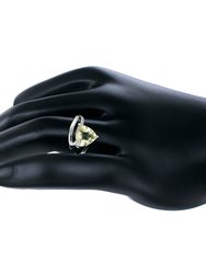 2.20 Cttw Lemon Quartz Ring .925 Sterling Silver Rhodium Trillion Shape 10 MM