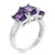 2.35 Cttw 3 Stone Purple Amethyst Ring .925 Sterling Silver Rhodium Emerald - Sterling Silver