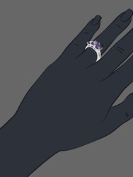 2.35 Cttw 3 Stone Purple Amethyst Ring .925 Sterling Silver Rhodium Emerald