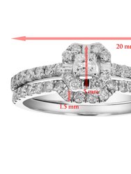 3/4 cttw Diamond Wedding Engagement Ring Set 14K White Gold Princess Bridal