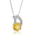 3/4 cttw Pendant Necklace, Citrine Pendant Necklace For Women In .925 Sterling Silver With Rhodium, 18" Chain, Prong Setting - Silver