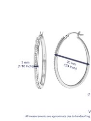 3/8 cttw Diamond Hoop Earrings For Women, Round Lab Grown Diamond Earrings In .925 Sterling Silver, Prong Setting, 3/4 Inch