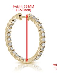 5 Cttw Diamond Inside Out Hoop Earrings 14K Yellow Gold Round Prong Set 1.50"