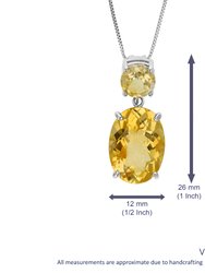 5.5 Cttw Pendant Necklace, Citrine Oval Pendant Necklace For Women In .925 Sterling Silver with 18" Chain, Prong Setting