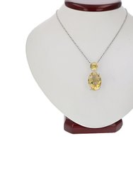 5.5 Cttw Pendant Necklace, Citrine Oval Pendant Necklace For Women In .925 Sterling Silver with 18" Chain, Prong Setting