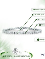 6 cttw Lab Grown Diamond Tennis Bracelet 14K White Gold Classic Prong Round