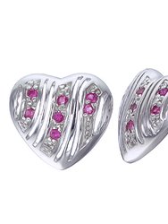 Heart Shape Pink Cubic Zirconia Earrings In .925 Sterling Silver With Rhodium - Silver
