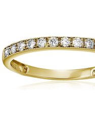 Milgrain Diamond Wedding Band For Women In 14k Gold Prong Set - Gold